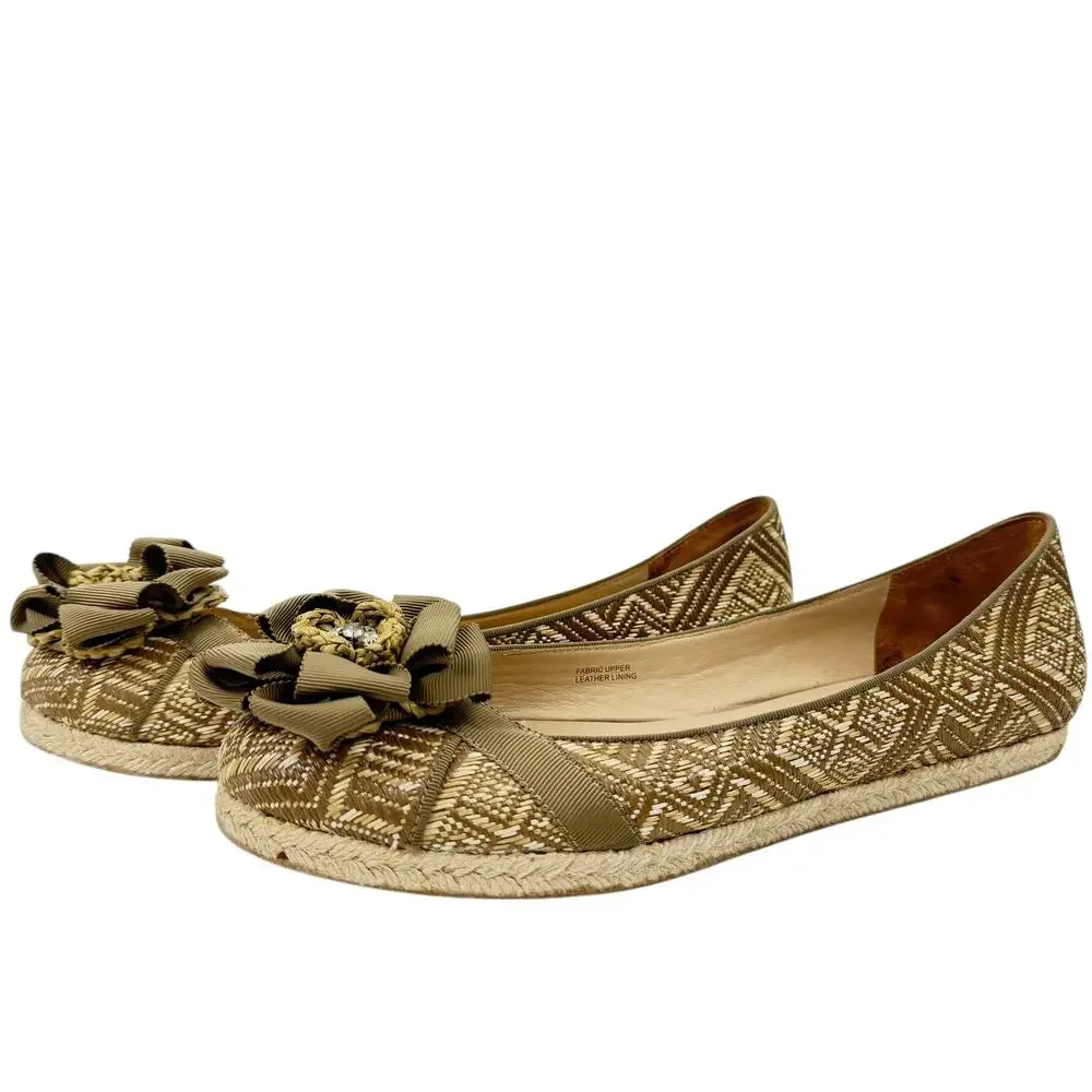 Vera Wang Lavender Eri Basketweave Flats Beige Fabric Size 9.5